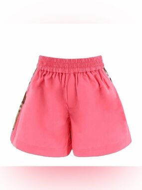 Girls Authentic Burberry Pink Aimee Check Elastic-Waist Shorts NWT